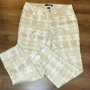 Denim 24/7 Women’s 14W French Brocade Print Pants Holiday Glam